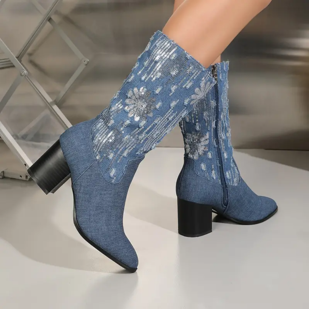 Judy | Bottes Cowboy Confortables Pour Femmes | Bleu