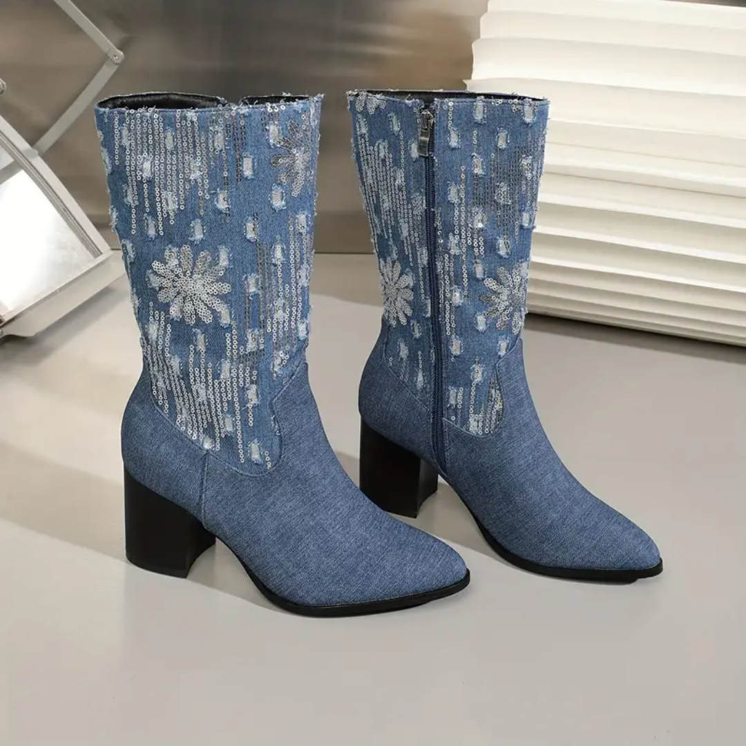 Judy | Bottes Cowboy Confortables Pour Femmes | Bleu