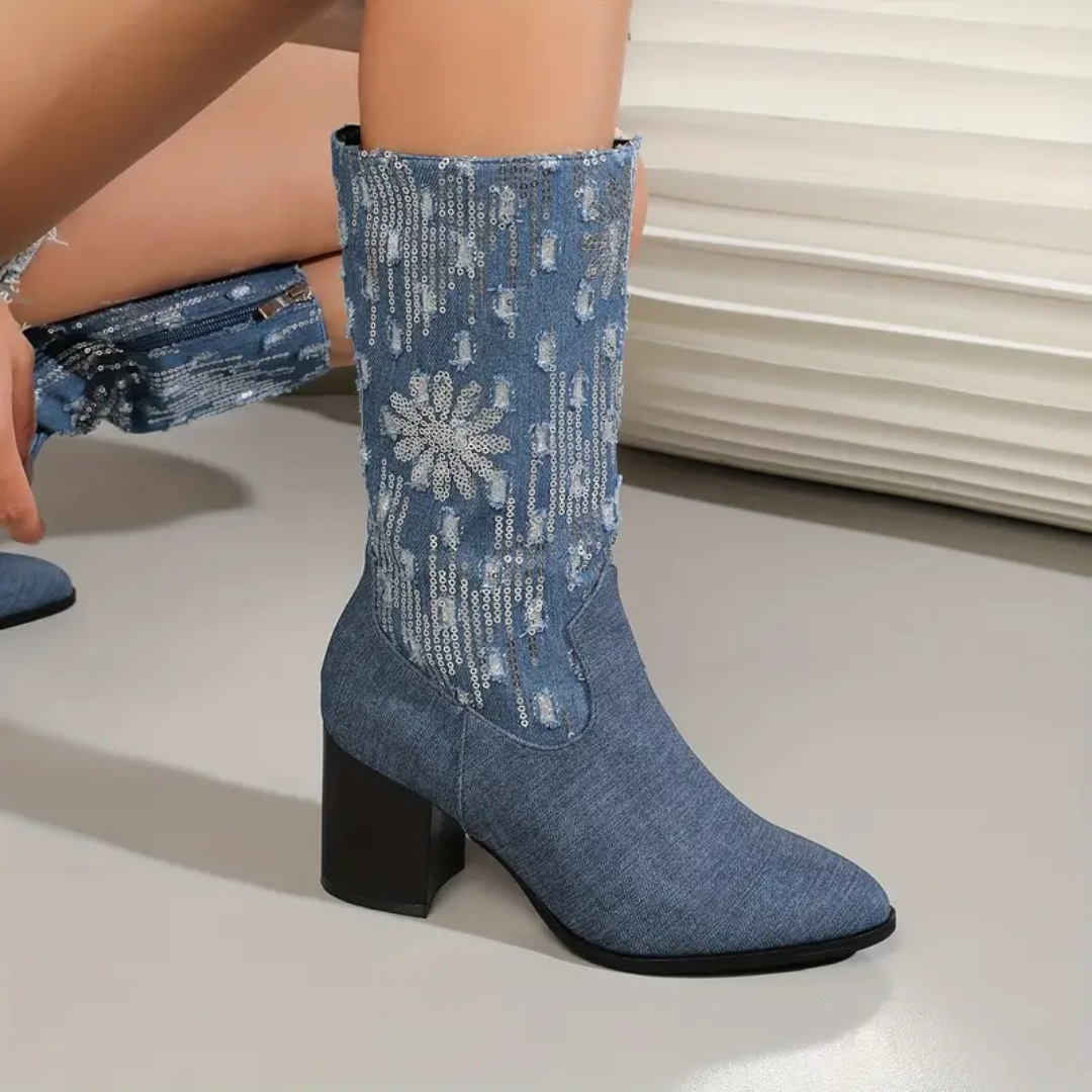 Judy | Bottes Cowboy Confortables Pour Femmes | Bleu