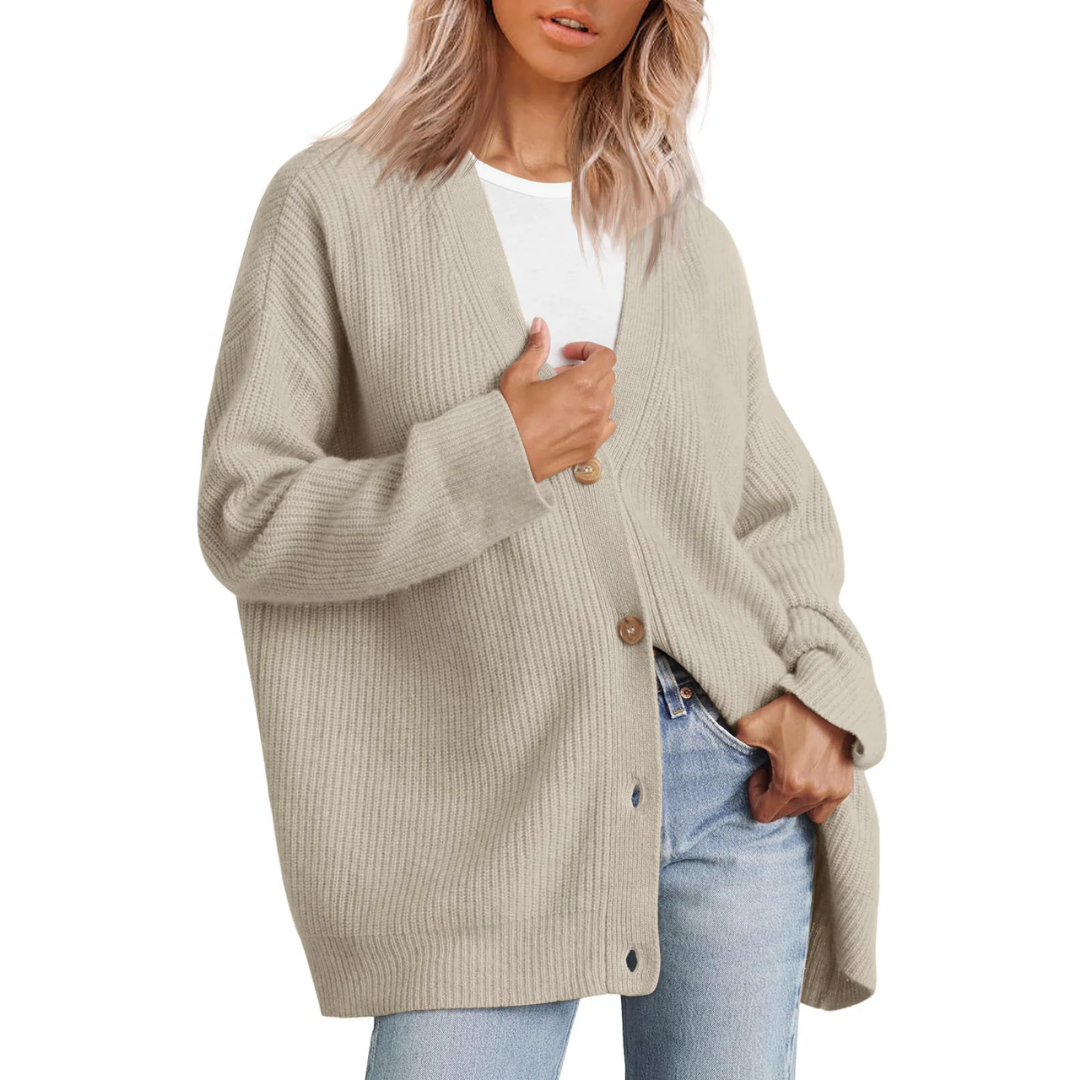 Cardigan Tricoté à Col En V Pour Femmes | Long