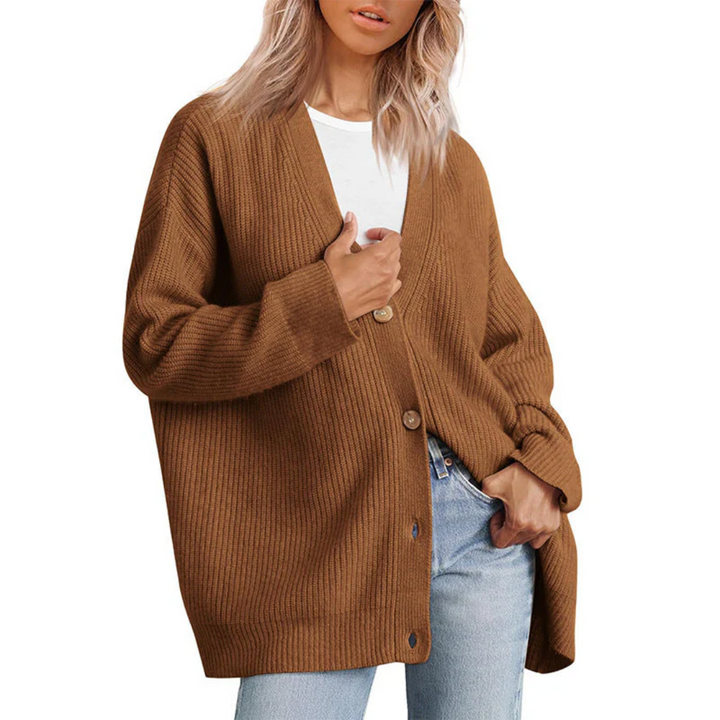 Cardigan Tricoté à Col En V Pour Femmes | Long