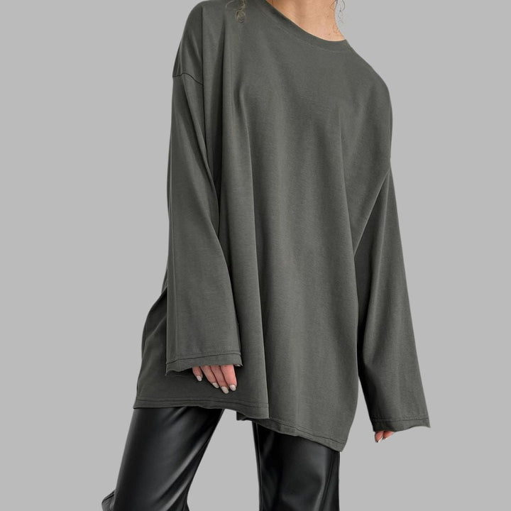 Tara - La robe t-shirt oversize manches longues