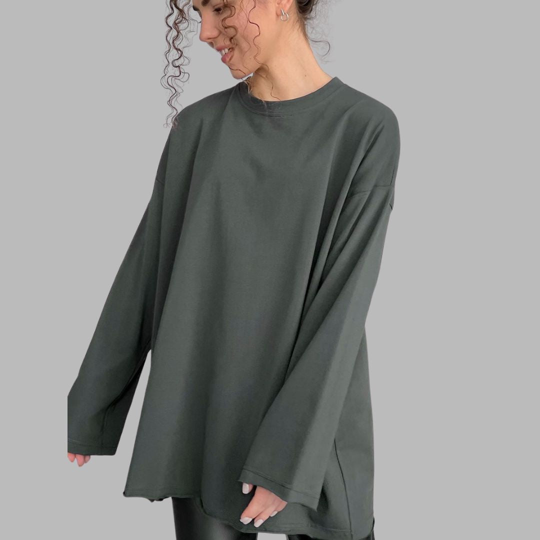 Tara - La robe t-shirt oversize manches longues