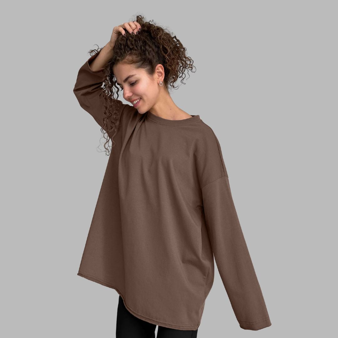 Tara - La robe t-shirt oversize manches longues