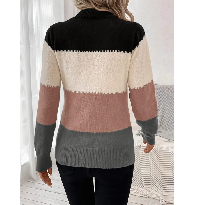 Ailena | Pull Tricote Bloc De Couleurs Pour Femme | Chaud