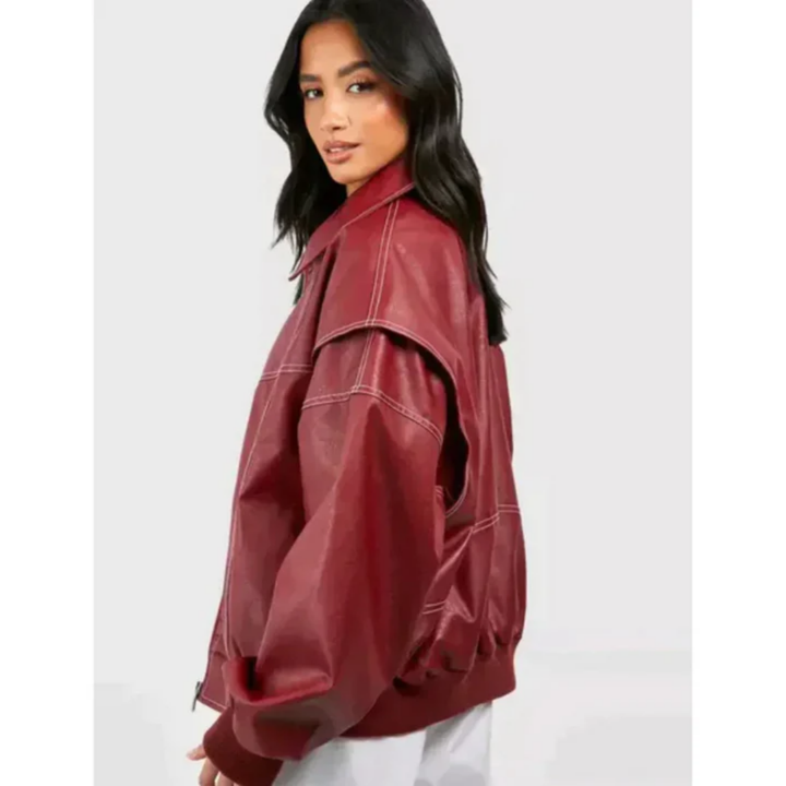 Izza | Veste Rétro Rouge Pour Femme | Surdimensionné