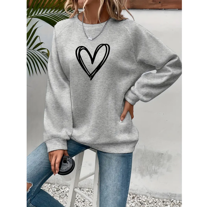 Sweatshirt Imprimé Cœur Pour Femmes | Chaud