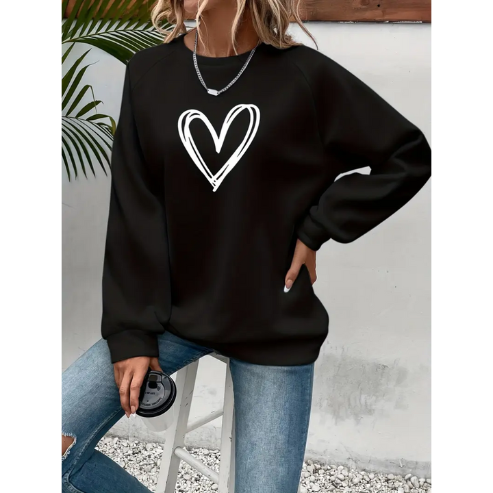 Sweatshirt Imprimé Cœur Pour Femmes | Chaud