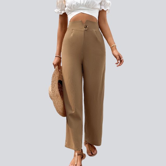 Olivia - Pantalon large taille haute