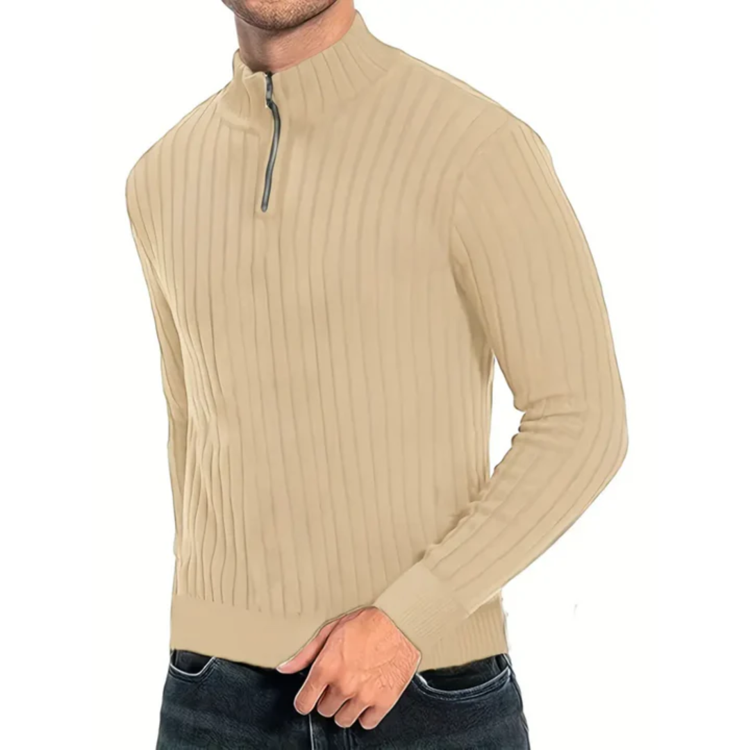 Jarren | Pull Demi Fermeture Éclair Tricoté Pour Homme | Col Roulé