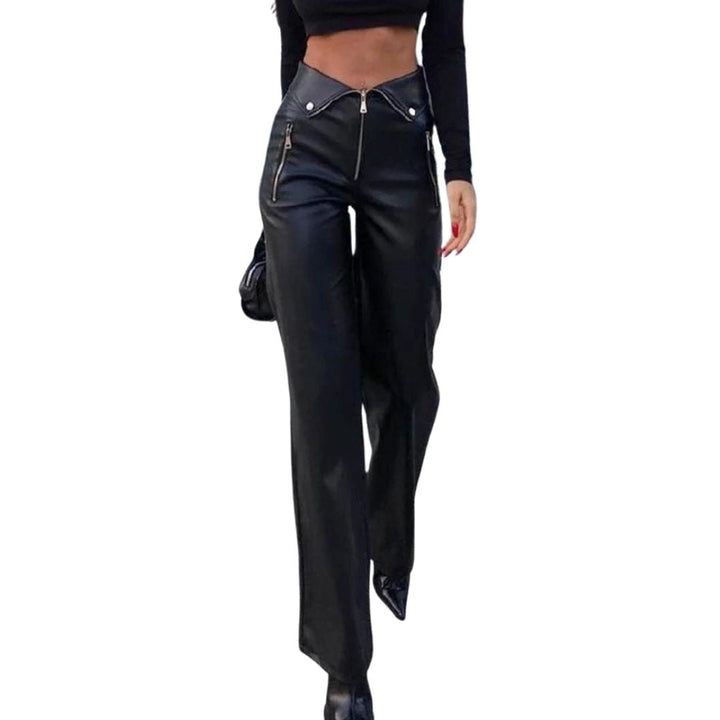 Zoe - Pantalon évasé taille haute avec détails zippés