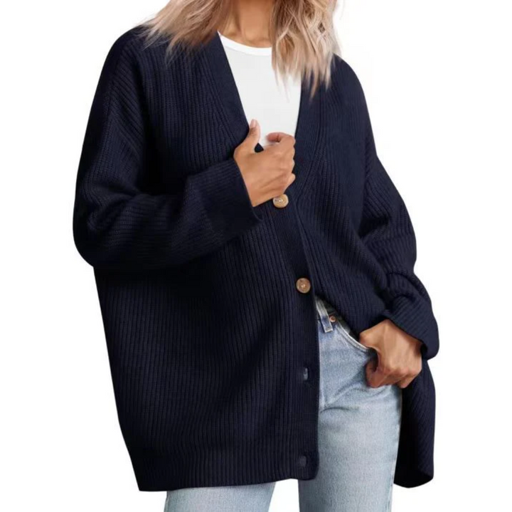 Cardigan Tricoté à Col En V Pour Femmes | Long