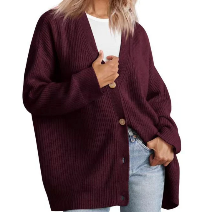 Cardigan Tricoté à Col En V Pour Femmes | Long