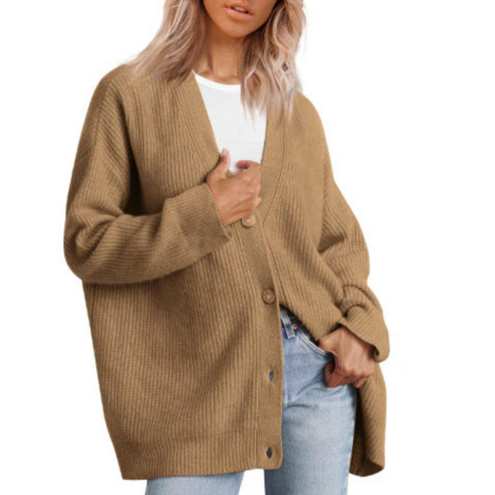 Cardigan Tricoté à Col En V Pour Femmes | Long