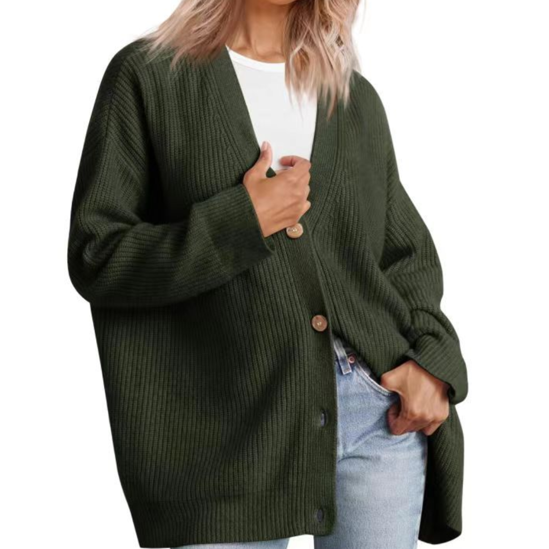 Cardigan Tricoté à Col En V Pour Femmes | Long