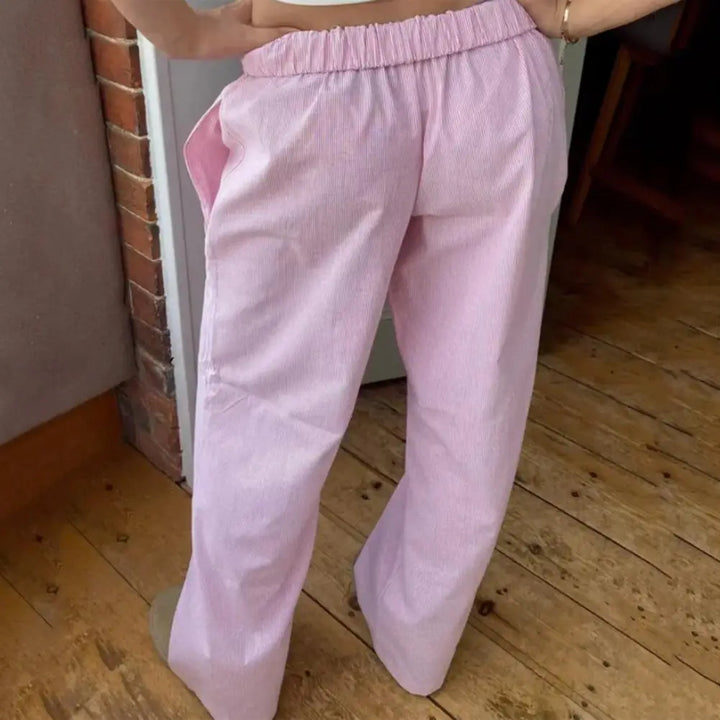 Eliza - Pantalon large élégant avec broderie en dentelle