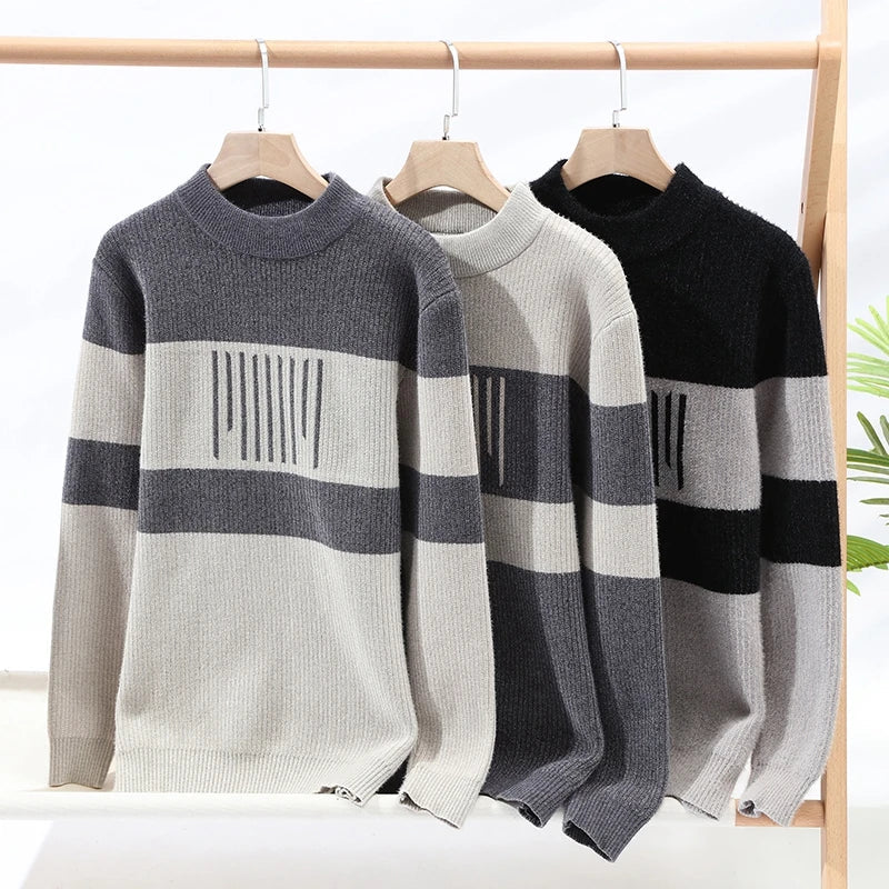 Nolan - Le pull col rond tricot côtelé rayé