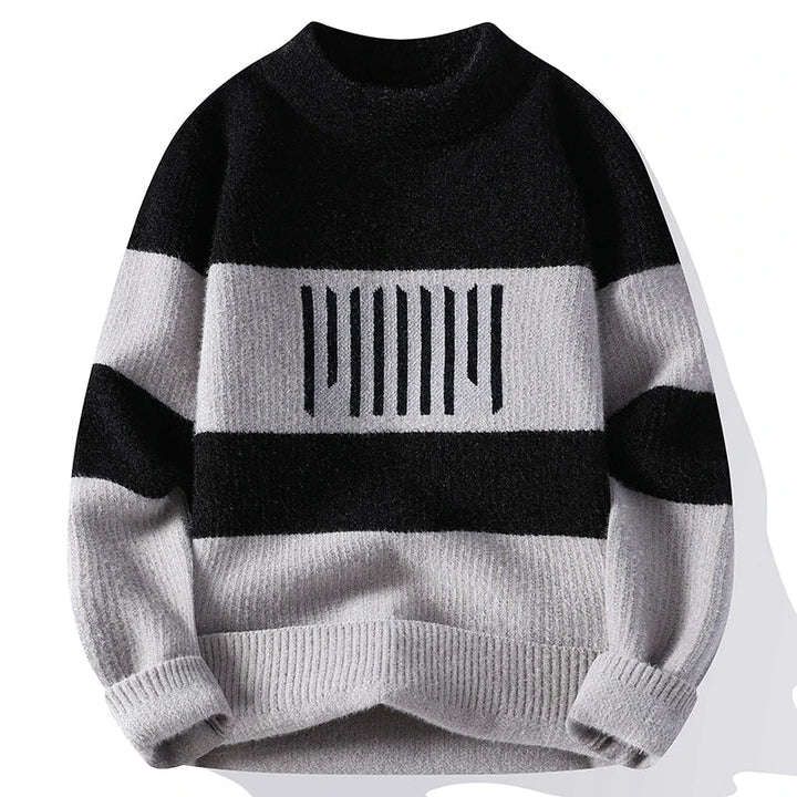 Nolan - Le pull col rond tricot côtelé rayé