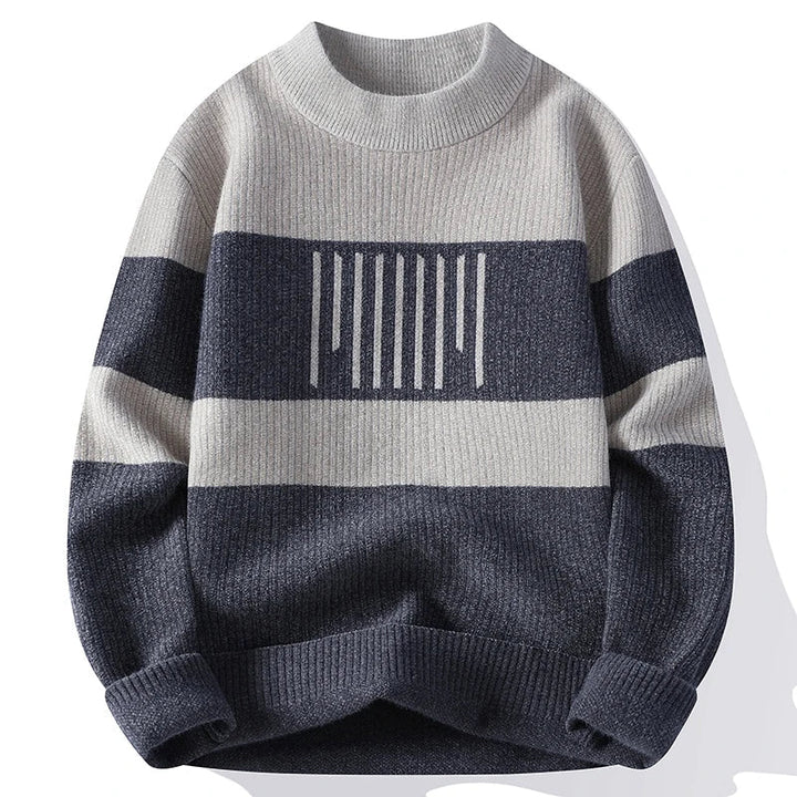 Nolan - Le pull col rond tricot côtelé rayé