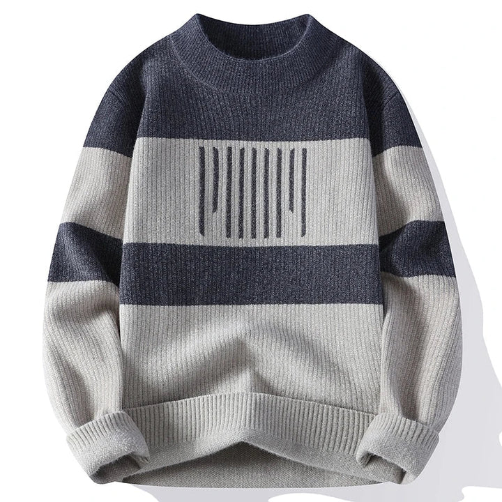 Nolan - Le pull col rond tricot côtelé rayé