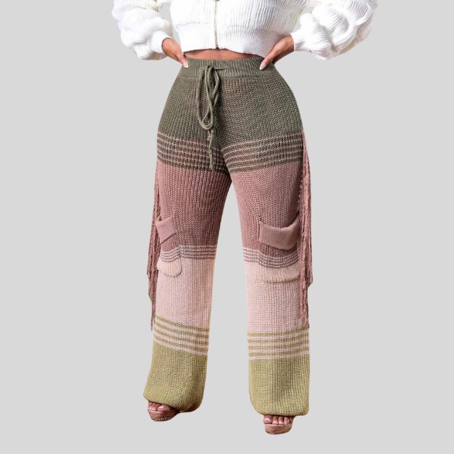 Savannah - Pantalon en maille taille haute avec pompon